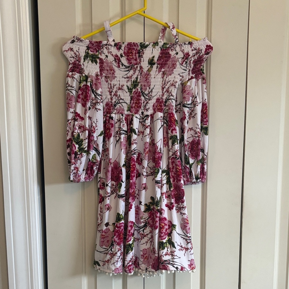 1st Kiss Pink/white Floral Off-Shoulder Dress size 7/8 NWOT